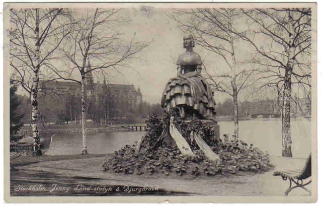186   Stockholm. Jenny Lind-statyn å Djurgården.